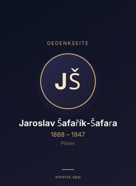 Gedenkportrait von Jaroslav Šafařík-Šafara
