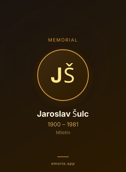 Memorial portrait of Jaroslav Šulc
