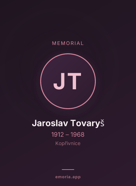 Memorial portrait of Jaroslav Tovaryš