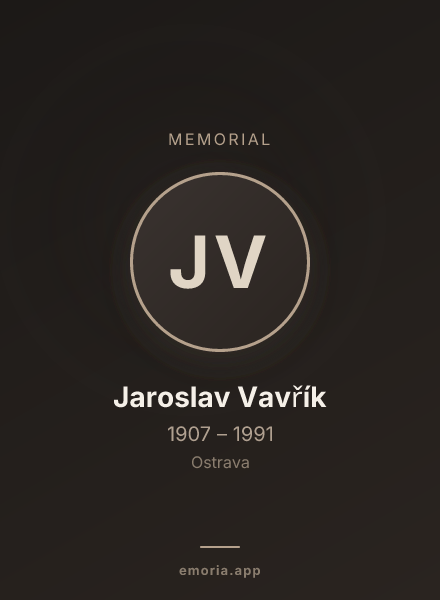 Memorial portrait of Jaroslav Vavřík