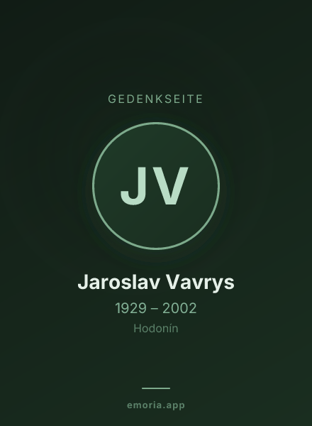 Gedenkportrait von Jaroslav Vavrys