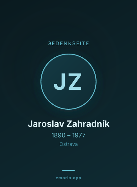 Gedenkportrait von Jaroslav Zahradník