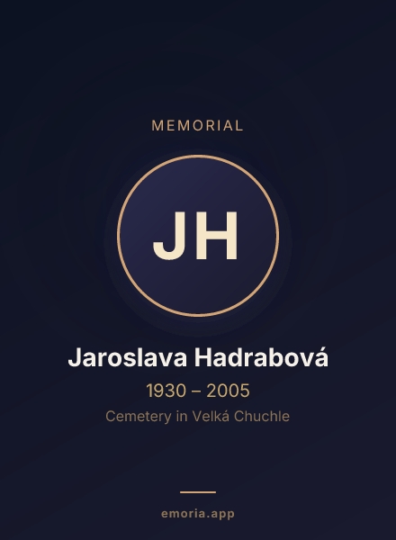 Memorial portrait of Jaroslava Hadrabová