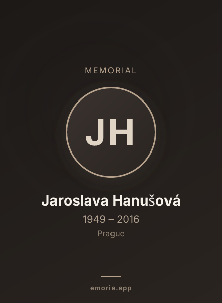 Memorial portrait of Jaroslava Hanušová