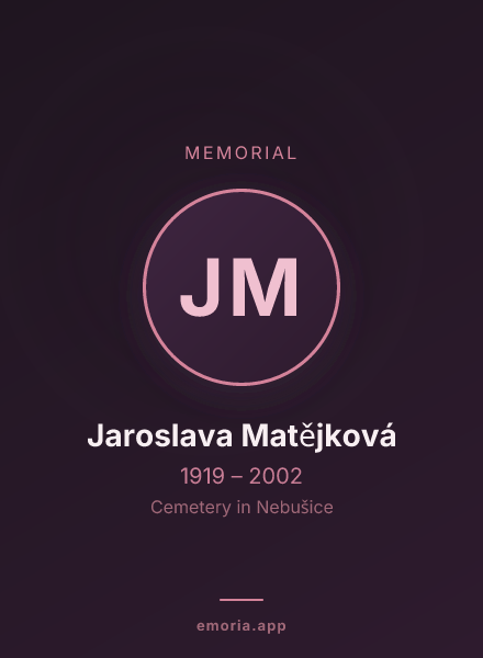Memorial portrait of Jaroslava Matějková