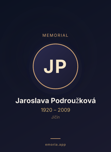Memorial portrait of Jaroslava Podroužková