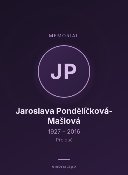 Memorial portrait of Jaroslava Pondělíčková-Mašlová
