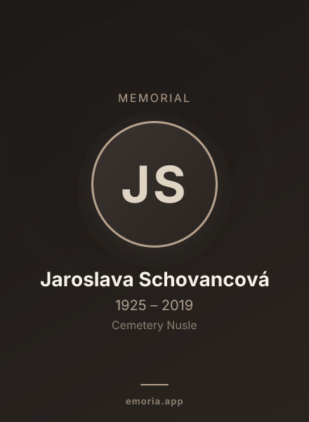Memorial portrait of Jaroslava Schovancová