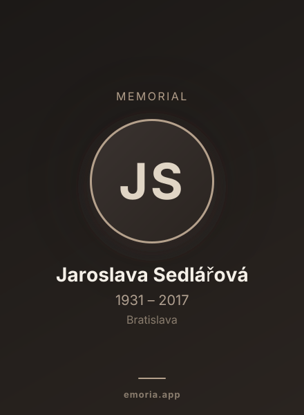 Memorial portrait of Jaroslava Sedlářová