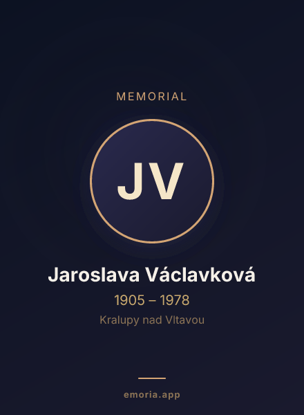Memorial portrait of Jaroslava Václavková