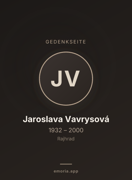Gedenkportrait von Jaroslava Vavrysová