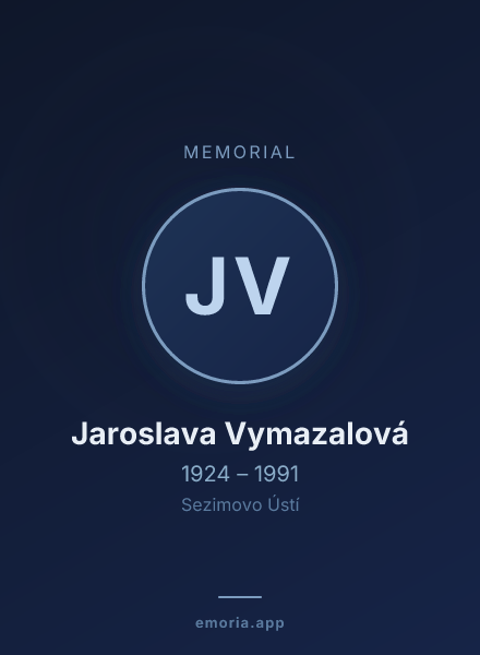 Memorial portrait of Jaroslava Vymazalová
