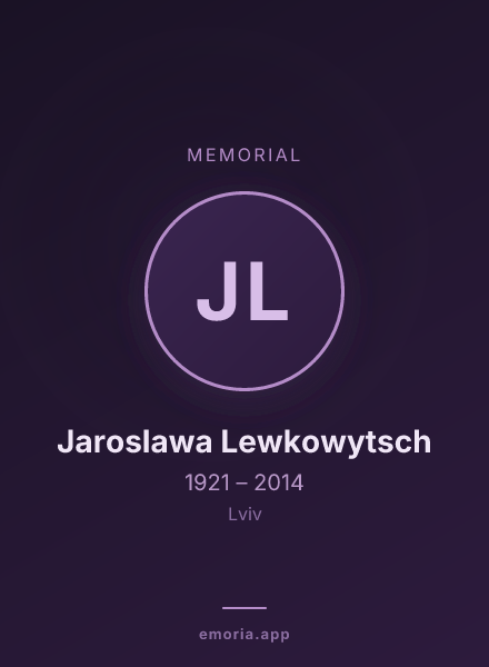 Memorial portrait of Jaroslawa Lewkowytsch