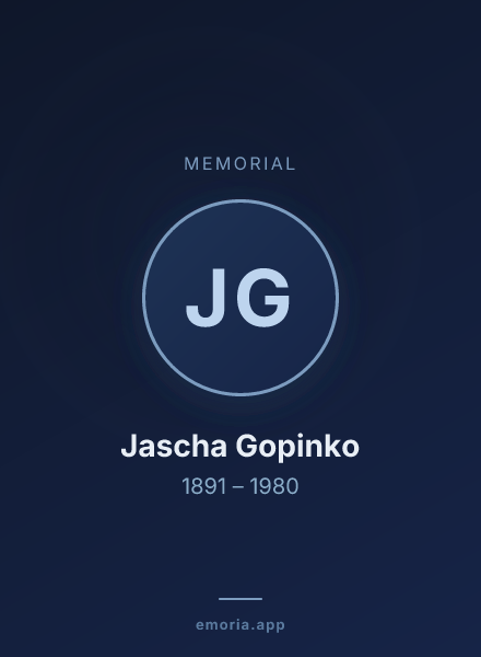 Memorial portrait of Jascha Gopinko