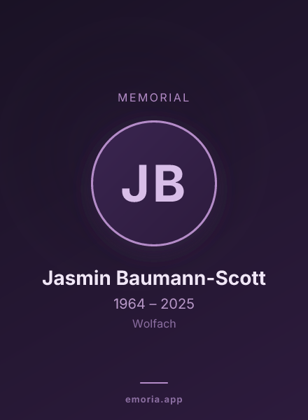 Memorial portrait of Jasmin Baumann-Scott