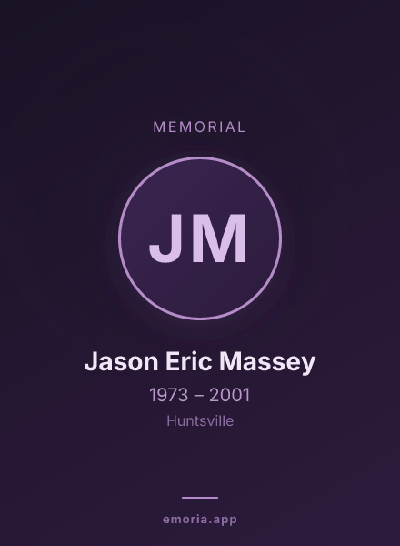 Memorial portrait of Jason Eric Massey
