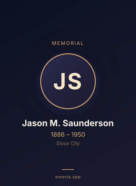 Memorial portrait of Jason M. Saunderson