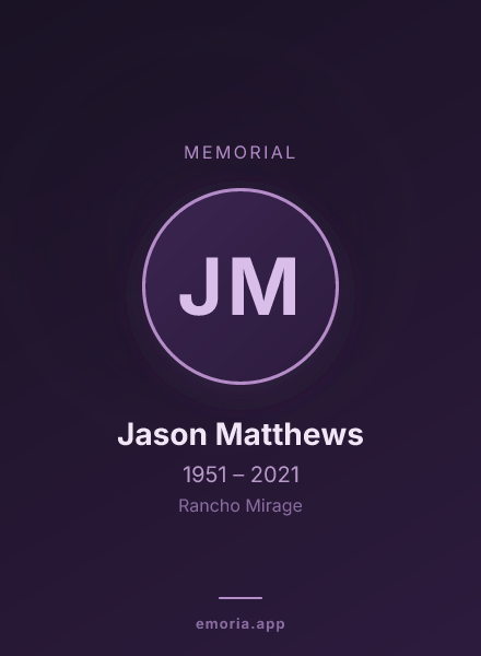 Memorial portrait of Jason Matthews