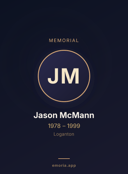Memorial portrait of Jason McMann