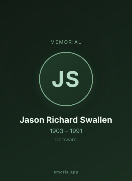 Memorial portrait of Jason Richard Swallen