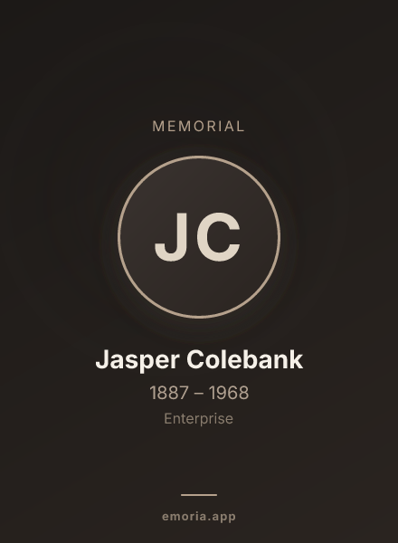 Memorial portrait of Jasper Colebank