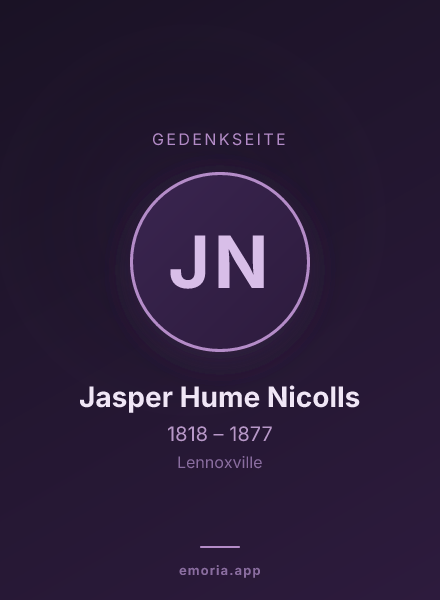 Gedenkportrait von Jasper Hume Nicolls