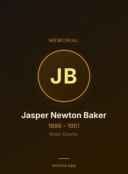 Memorial portrait of Jasper Newton Baker