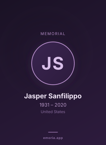 Memorial portrait of Jasper Sanfilippo