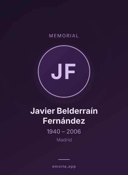 Memorial portrait of Javier Belderraín Fernández