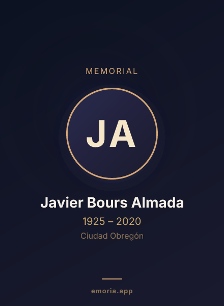 Memorial portrait of Javier Bours Almada