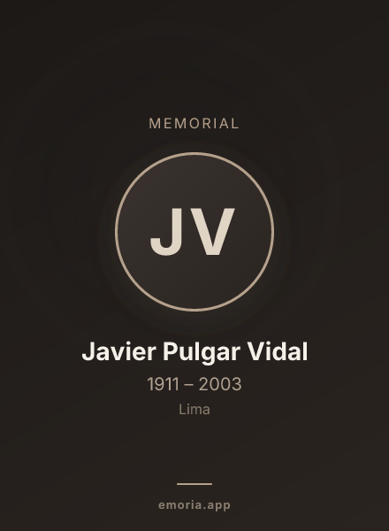 Memorial portrait of Javier Pulgar Vidal