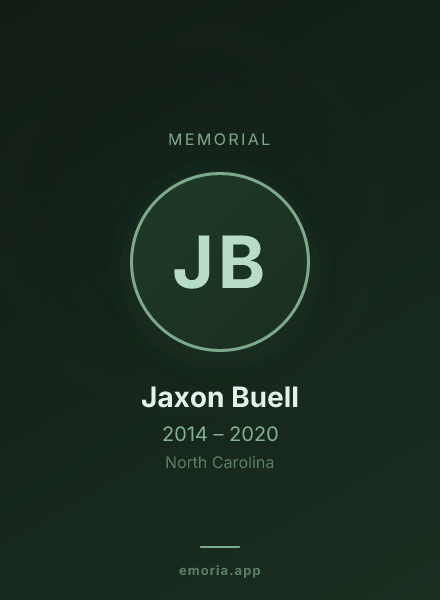 Memorial portrait of Jaxon Buell