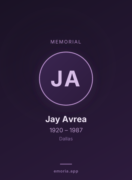 Memorial portrait of Jay Avrea