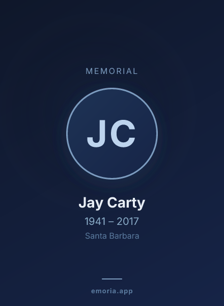 Memorial portrait of Jay Carty