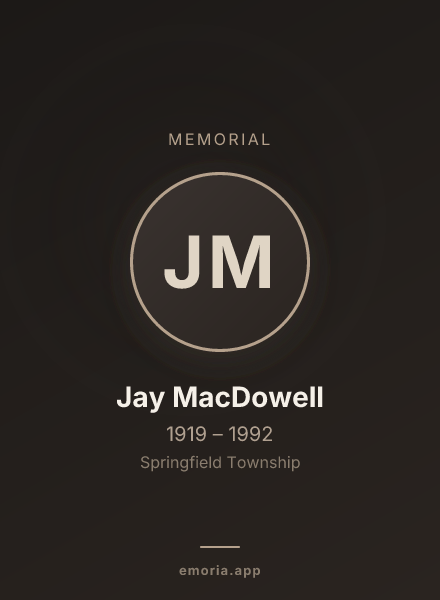 Memorial portrait of Jay MacDowell