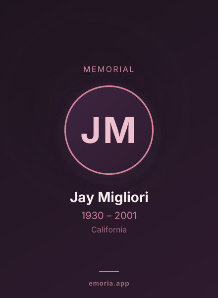 Memorial portrait of Jay Migliori