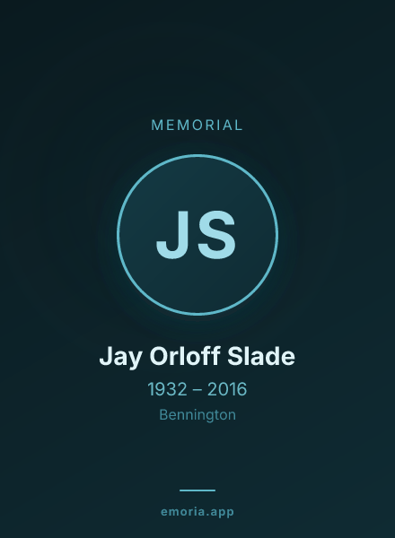 Memorial portrait of Jay Orloff Slade