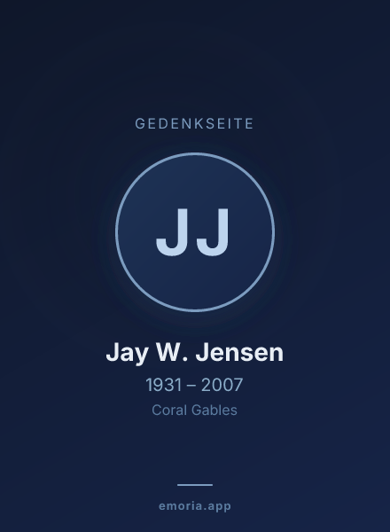 Gedenkportrait von Jay W. Jensen