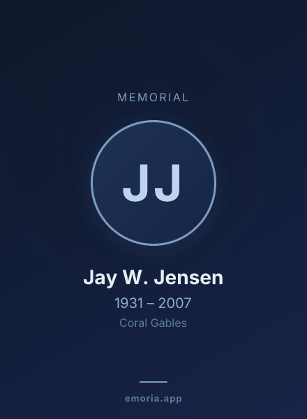 Memorial portrait of Jay W. Jensen
