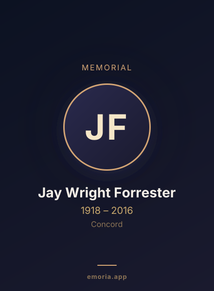 Memorial portrait of Jay Wright Forrester