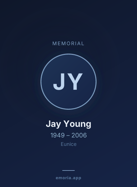 Memorial portrait of Jay Young