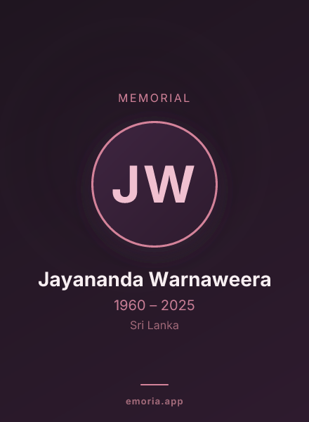Memorial portrait of Jayananda Warnaweera