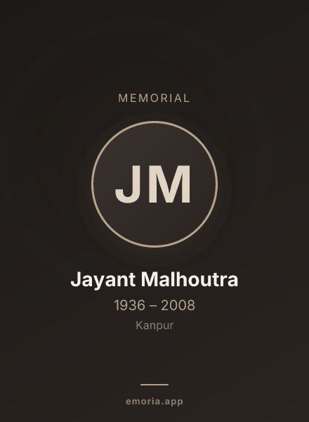Memorial portrait of Jayant Malhoutra