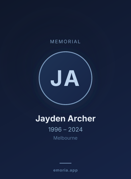 Memorial portrait of Jayden Archer