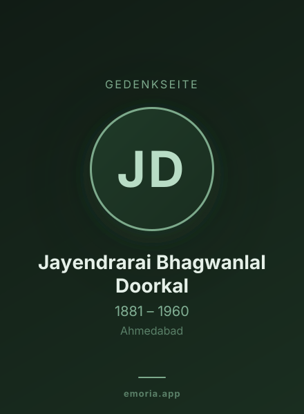 Gedenkportrait von Jayendrarai Bhagwanlal Doorkal