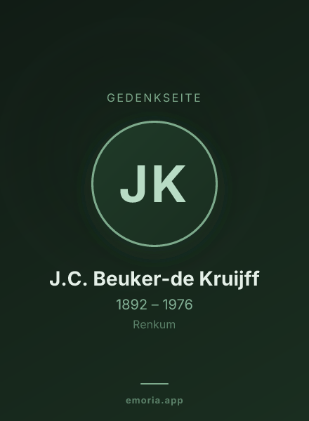 Gedenkportrait von J.C. Beuker-de Kruijff
