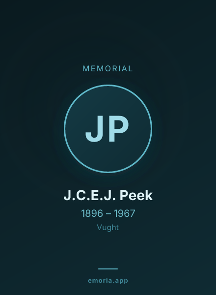 Memorial portrait of J.C.E.J. Peek