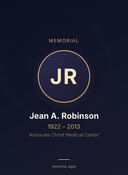 Memorial portrait of Jean A. Robinson
