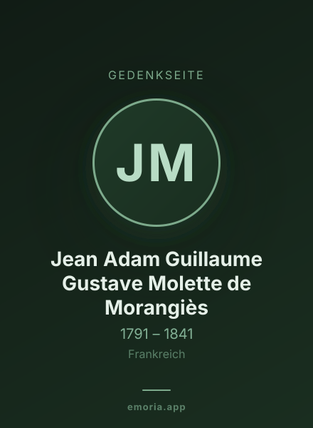 Gedenkportrait von Jean Adam Guillaume Gustave Molette de Morangiès