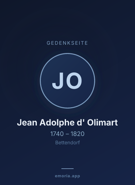 Gedenkportrait von Jean Adolphe d' Olimart